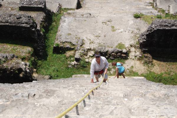 Climbing Lamanai Maya Ruins
