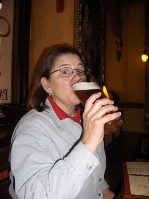 Jill Drinking Pils in Prague