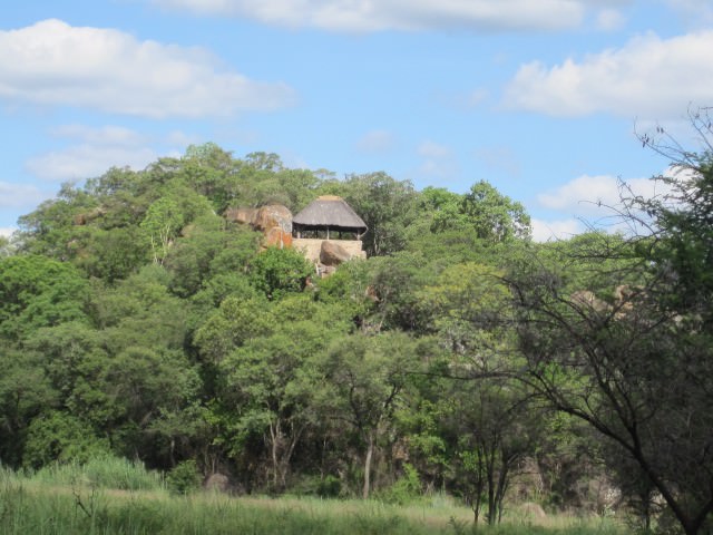 The poacher lookout hut in Matopos park - poachers are said to be shot on sight.