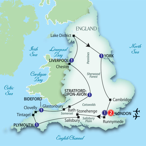 Trafalgar Tours Scenic England Daily Itinerary