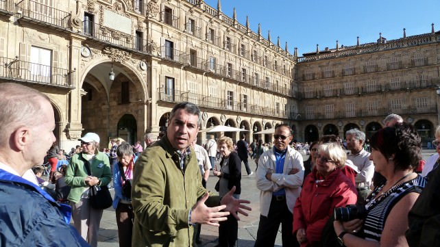Javier gives our group a detailed history on Salamanca in Spain