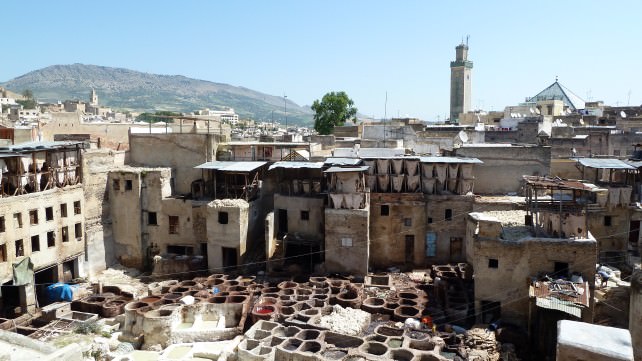 Morocco Shopping: Fes Leather Tannery and Terrace Merveilles de Cuir