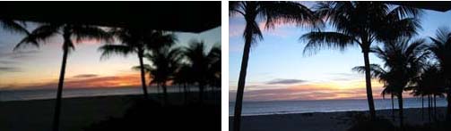 Florida sunrise | My Touch photo on left | Canon camera photo on right