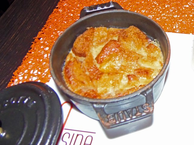 Apple Bread Pudding Served With Ice Cream