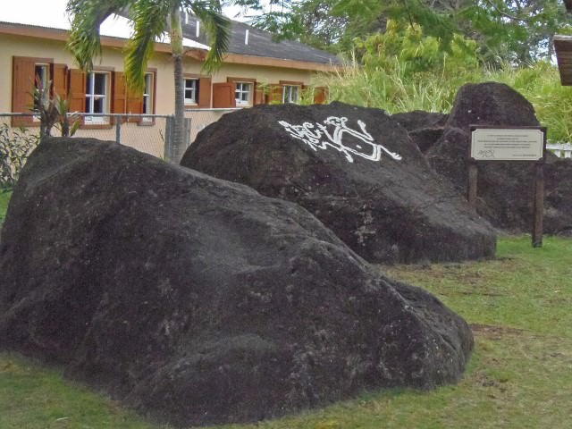 St. Kitts - lava rock with ritual symbols