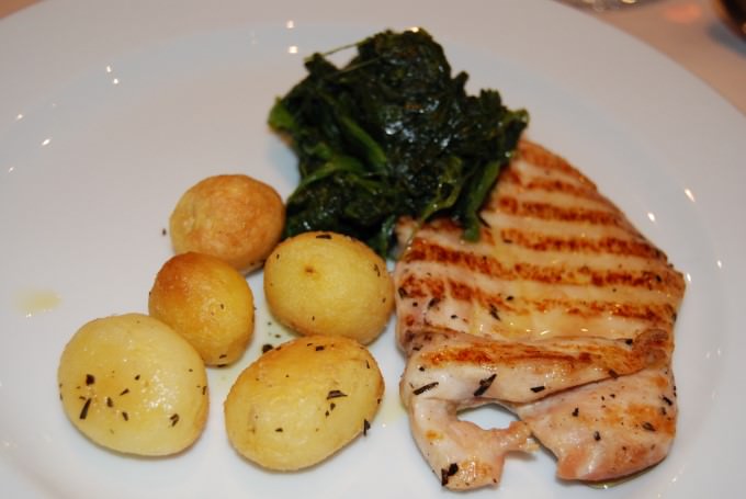 2nd Course - Chicken Breast, Roast Baby Potatoes and Spinach