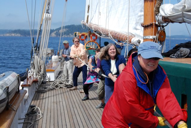 Raising the Sails on Schooner Zodiac