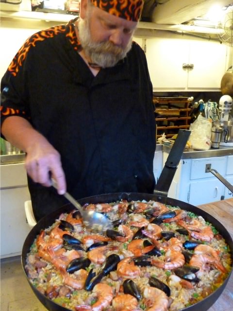 Schooner Zodiac Cook Ian Relay Prepares Seafood Paella