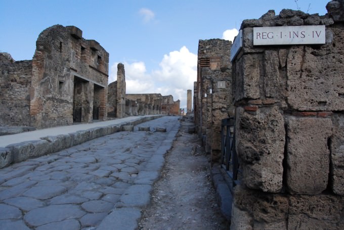 Walking the cobbled streets of the ancient Roman city of Pompeii