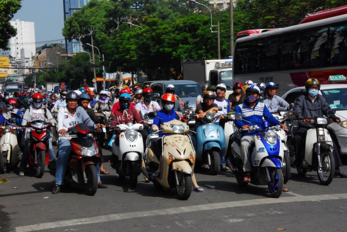 Motorbikes and Scooters in Saigon, Vietnam