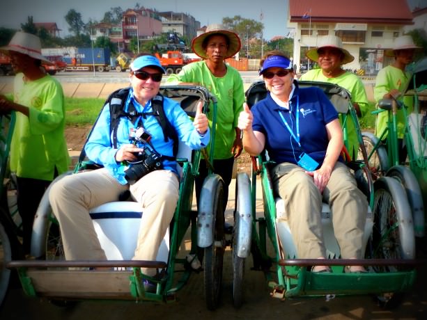Viv and Jill take a Cyclo Ride in Phnom Penh - Uniworld Mekong Cruise