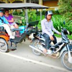 Viv and Jill take a tuk tuk ride in Siem Reap with Uniworld