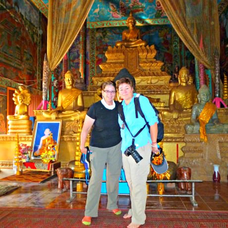 Jill and Viv visit a temple during Uniworld Mekong Cruise