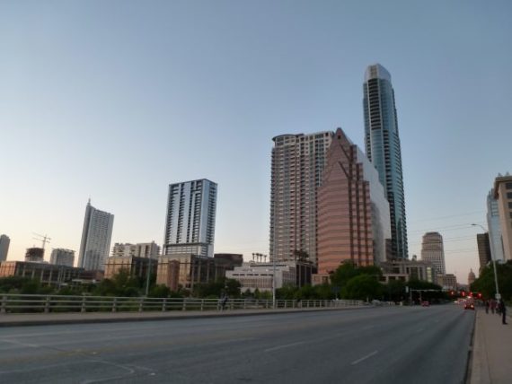 Austin skyline as the sun starts to set
