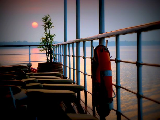 Watching the sunset on a Uniworld River Orchid Mekong River cruise