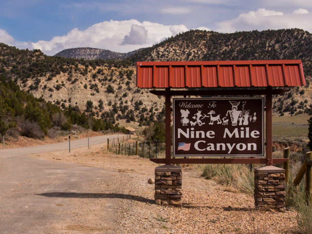 An entry sign welcomes you to Nine Mile Canyon. ©RKCaton