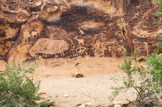 Located a short hike from the road, the Big Buffalo petroglyph is significant for its size and clarity. ©RKCaton