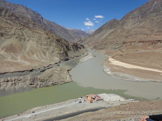 Sangam - The confluence of rivers Indus and Zanskar 
