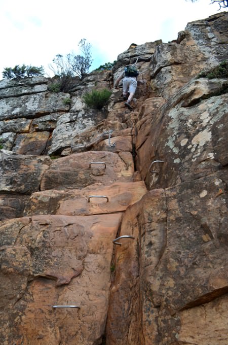 Metal rungs to help navigate the steep rock
