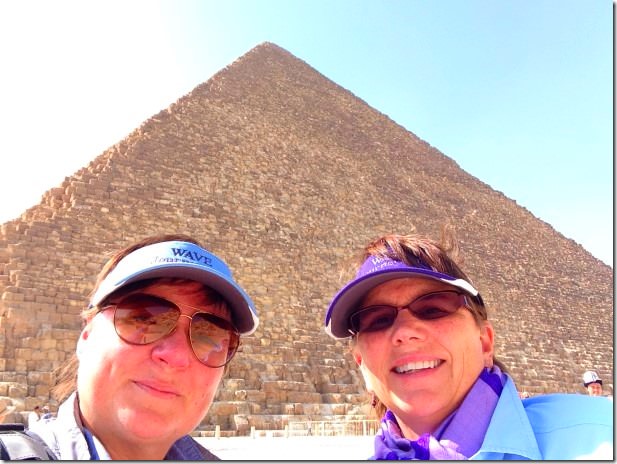 Viv and Jill at Giza Pyramids