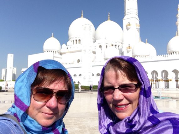 Viv and Jill in Abu Dhabi with Holland America Line