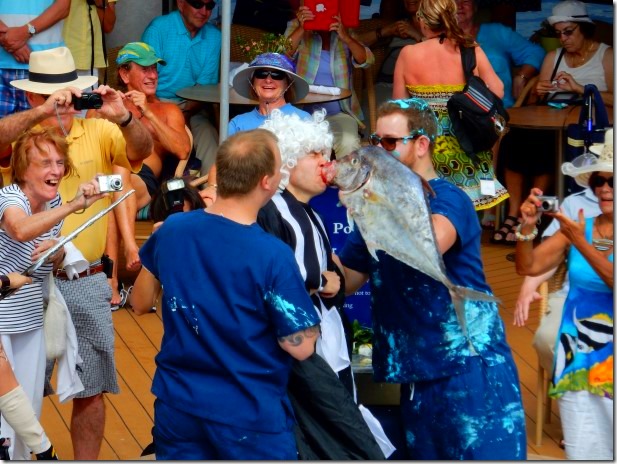 Cruise Director Michael Langley Kisses the Fish