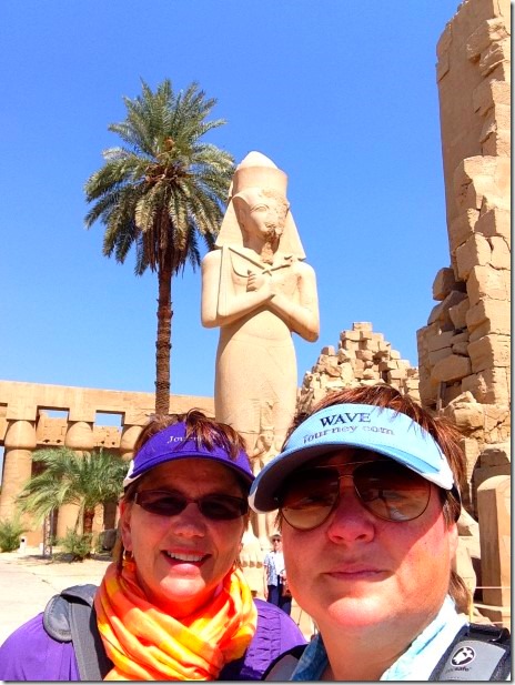 Jill and Viv at Karnak Temple, Luxor in Egypt