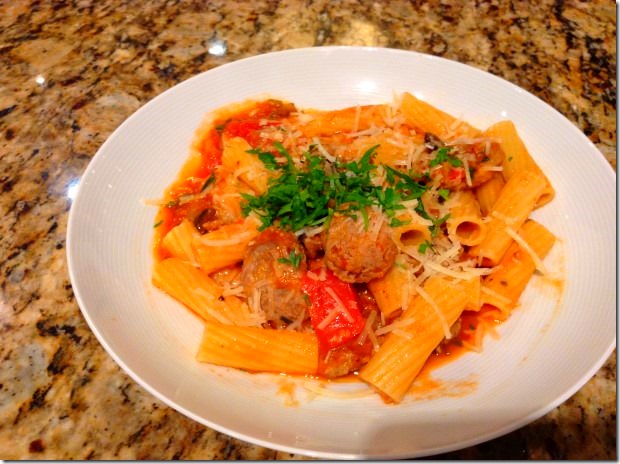 Rigatoni with Kalamata Olives and Italian Sausage