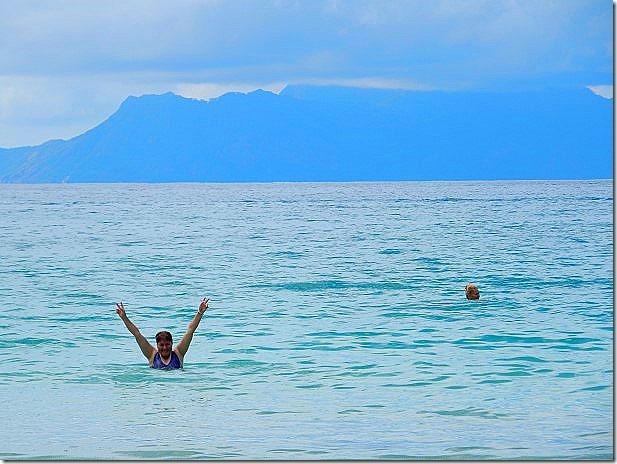 Viv swimming at Beau Vallon Beach in the Seychelles