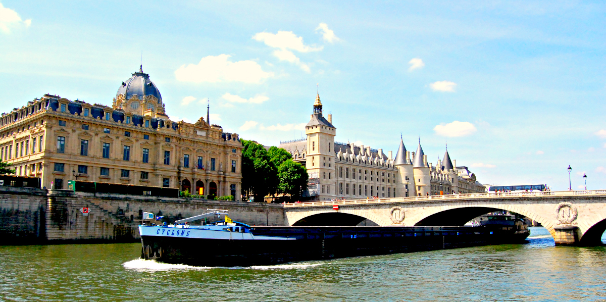 Barge on River Seine in Paris
