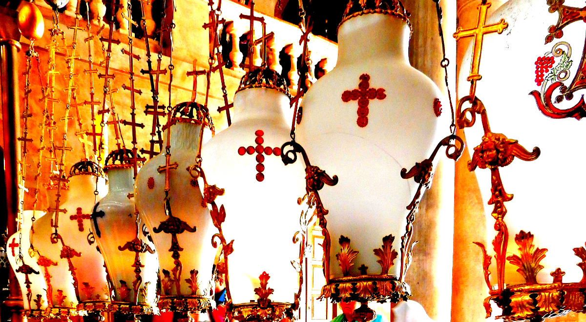 Lamps above Stone of The Anointing