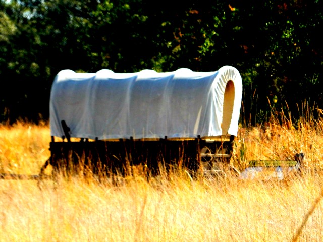 Wagon on Oregon Trail at the Whitman Mission