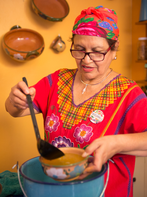 Chef Gerardo's mother, Soccorro, at La Cocina Oaxaqeña.