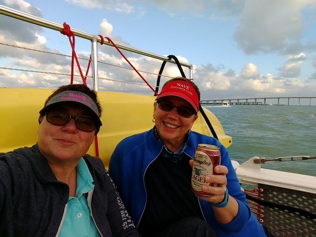 Viv and Jill enjoying a Miami Sunset Cruise with Playtime Watersports