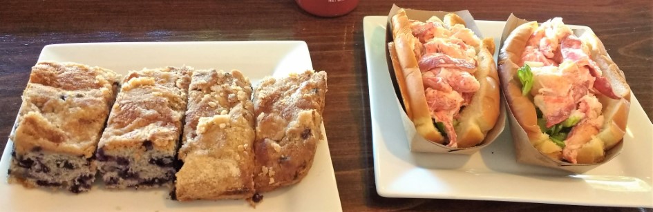 Lobster Roll and Blueberry Crumb Cake at Independent Café