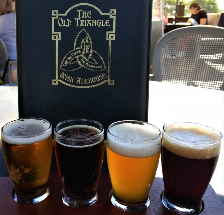 Beer flight at The Old Triangle Irish Ale House