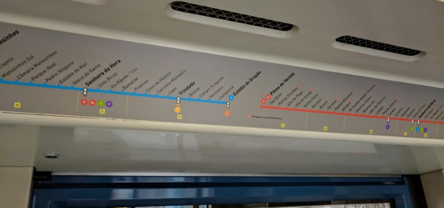 Porto Metro - Route signage inside the train