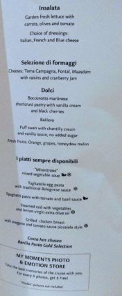 The Puglia Menu Example - Desserts and Cheese